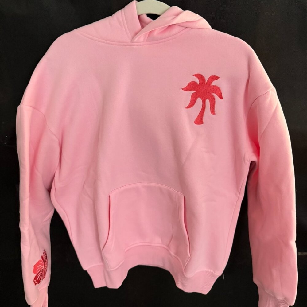 Pink Palm Puff Hoodie. XS